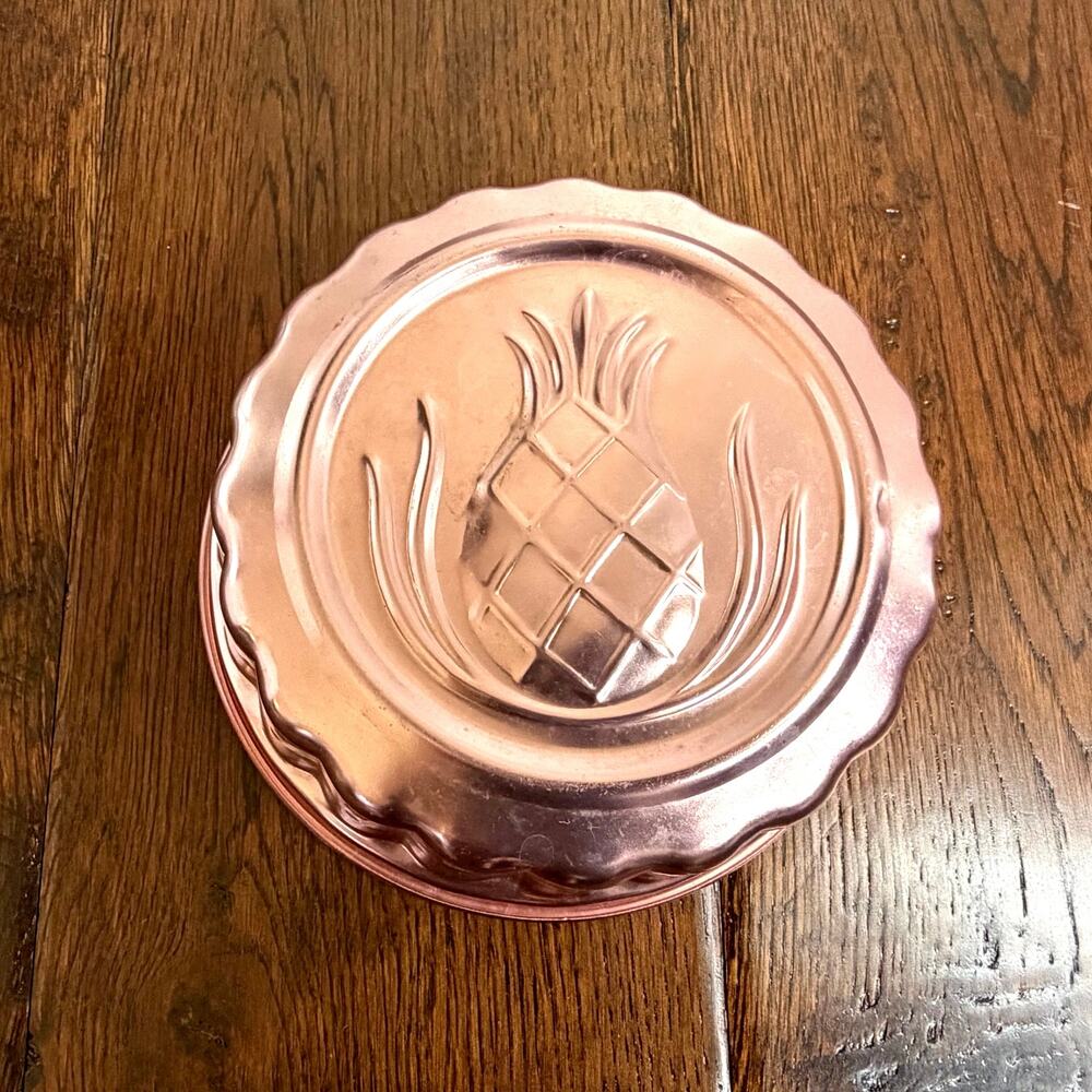 Vintage Copper Pineapple Jello Mold | Mini Cake Pan | Embossed Pineapple Mold